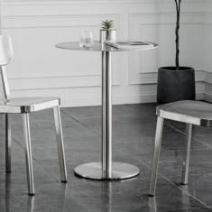 Imagem de Mesa de bar redonda de bistrô, mesas de bar de bistrô, mesa alta com base estável, mesa de coquetel de aço inoxidável para casa, escritório, sala de jantar e cozinha