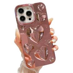 Imagem de VirgoCCY Capa para iPhone 13 Pro Max, Luxuosamente banhado 3D Love Heart, lindo brilho amor corações capa para iPhone 13 Pro Max, capa protetora transparente macia à prova de choque para mulheres