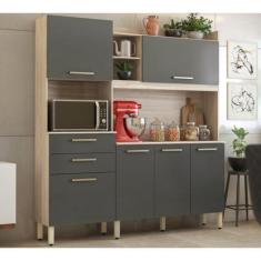Imagem de Cozinha Compacta 6 Portas 2 Gavetas Selecta 96211 Avena Grafito Demobi
