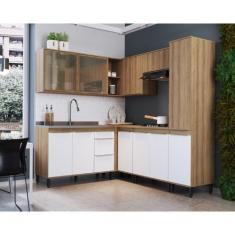 Imagem de Cozinha de canto Modulada Completa 7 Peças Mel Branco Paloma Megasul