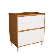 Imagem de Balcão 80cm 3 Gavetas Cozinha Milão Branco Ártico / Freijó Rocks - Her