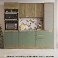 Imagem de Armário de Cozinha Modulada Completa Reta 4 peças 2,40m 209 Botanic Ka