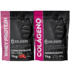 Imagem de Kit: Whey Protein Concentrado 1Kg + Colágeno Hidrolisado 1Kg - 100% Importado - Soldiers Nutrition-Unissex