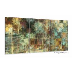 Imagem de Quadro Decorativo Abstrato Madeirado 120x60 3 peças sala qu