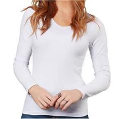 Imagem de Blusa Feminina Manga Longa Gola V 
