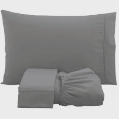 Imagem de Jogo de Lençol Solteiro Percal 200 Fios 3 Peças - Cinza