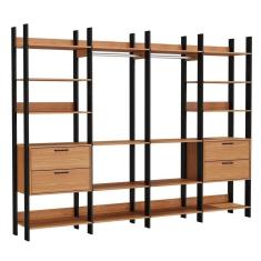 Imagem de Guarda Roupa Closet Industrial 289Cm 4 Gavetas 100% Mdf Tw406 Freijó/Preto Fosco