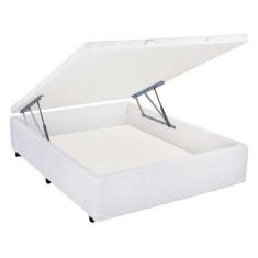 Imagem de Cama Box Baú Casal Mega Tecido Branco - 128X188 - Mega Colchões