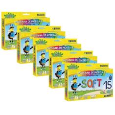 Imagem de Kit 05 Massinhas de Modelar Soft Acrilex 15 Cores Infantil Escolar
