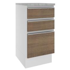 Imagem de Balcão Glamy 40 cm 3 Gavetas Branco e Rustic Madesa