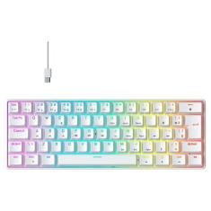 Imagem de Teclado gamer mecanico hyrax thunder hck61, abnt2, branco, switch verm