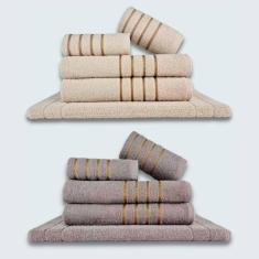 Imagem de Jogo De Toalhas 10 P?s Cole??o Montreal 100% Algod?o Bege+cinza