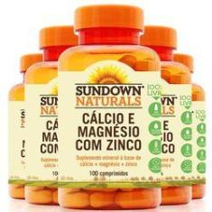 Imagem de Kit com 5 Cálcio magnésio e zinco Sundown 100 comprimidos