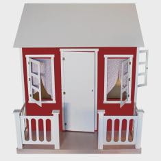 Imagem de Casinha de Brinquedo com Cercado e Cortinas Vermelho/Branco - Criança Feliz