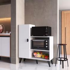 Imagem de Armário de Cozinha Melissa 1 Porta Espaço para Forno e Micro-Ondas com Fruteira Branco - Panorama Móveis