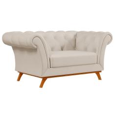 Imagem de Sofá para Sala de Estar 150cm 1 Lugar Base Madeira Império C-26 Corano Bege - Domi