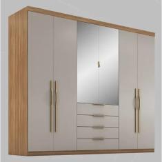 Imagem de Guarda-roupa Casal 6 portas 4 Gavetas Casal Giardino Amêndola Touch/Nude Prime