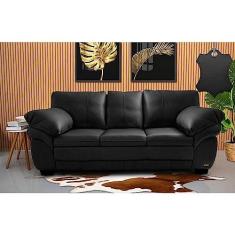 Imagem de Sofá de Couro Legítimo 3 Lugares 2,10m Cama Inbox Monterrey Preto