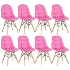 Imagem de KIT - 8 x cadeiras estofadas Eames Eiffel Botonê - Madeira clara