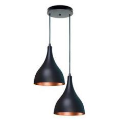 Imagem de Lustre Pendente Duplo Gota Em Alumínio  Fosca E Cobre