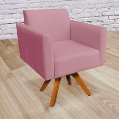 Imagem de Poltrona Marisa Suede Base Madeira Rose