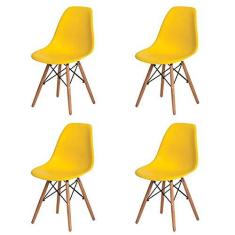 Imagem de Kit 04 Cadeiras Eiffel Charles Eames em ABS  com Base de Madeira DSW