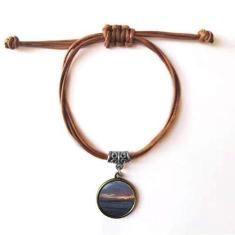 Imagem de DIYthinker Pulseira de couro com imagem da natureza da ciência da água do céu oceano pulseira de couro marrom joia presente