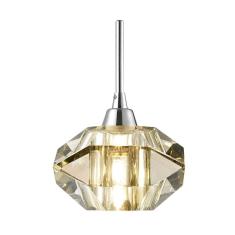 Imagem de Pendente De Cristal Conhaque E Aço Cromado Mais Luz Bivolt