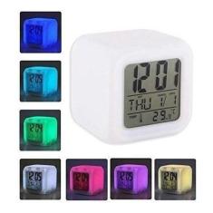 Imagem de Relógio Modelo cubo despertador termômetro calendário led cores