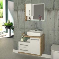 Imagem de Conjunto para Banheiro Gabinete com Cuba e Espelheira Legno 650W Compace /Carvalho