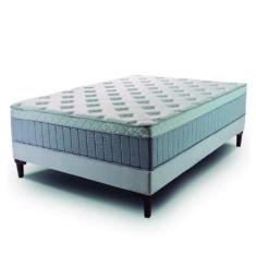 Imagem de Cama Box Casal Colchão Molas Ensacadas Ômega 138X188x70cm Cinza / Bran