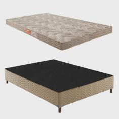 Imagem de Box Casal Florença 42x138x188cm com Colchão Casal Unique D33 Duoface 14x138x188cm Rustico Bege
