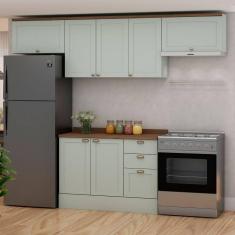 Imagem de Cozinha Compacta Iluminata 7 Portas 3 Gavetas 100% Mdf Mint/ébano - Genialflex