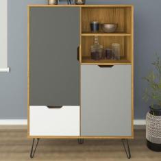 Imagem de Armário de Cozinha Estocolmo 2 Portas 1 Gaveta Carvalho/Grafite/Branco