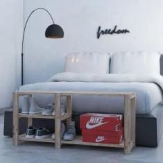 Imagem de Porta Tênis Para Sala De Madeira Natural - Technox