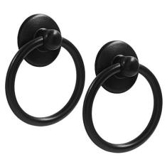 Imagem de Bivethoi Puxadores de gaveta de anel suspenso, puxadores de anel redondo preto fosco, puxadores de anéis de armário para guarda-roupa de armário