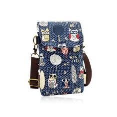 Imagem de WisePoint Bolsa pequena para celular, bolsa transversal de poliéster para celular para mulheres e meninas, Azul