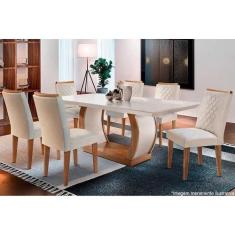 Imagem de Sala de Jantar Rufato Jade QR 180cm+6 Cadeiras Imbuia/Creme - A Costa 