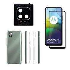 Imagem de Kit Capinha Para Celular Antichoque + Película 3D 9d Nano Blindada + Película Câmera Compatível Motorola Moto G9 Power