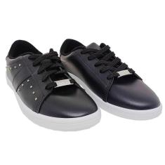 Imagem de Tenis Feminino Casual Com Aplique Moleca 5797209 Preto Niquel 33-Feminino