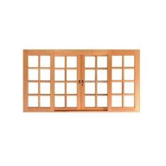 Imagem de Janela de Correr Quadriculada 110cm Reta 4 Folhas em Madeira Maciça Ce