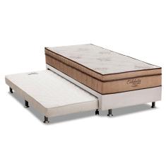 Imagem de Cama Box C/Auxiliar Solteiro: Colchão Ortobom Superpocket Celebritá + Base Branco(88X188)
