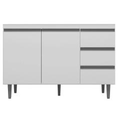 Imagem de Balcão Gabinete Para Pia 120cm Sem Tampo 2 Portas 3 Gavetas Andréia Branco - Ajl Móveis