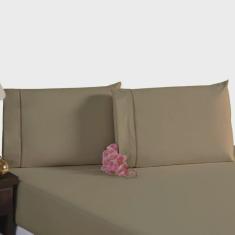 Imagem de Jogo de Lençol King Percal 200 Fios 3 Peças - Caqui