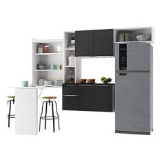 Imagem de Armário de Cozinha Compacta com Mesa Dobrável Sofia Multimóveis V2008 Branco/preto