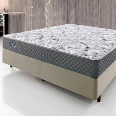Imagem de Cama Box Casal 138x188 Alpha Bege com Colchão Mola Ensacada