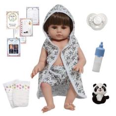 Imagem de Boneco Tipo Reborn Arthur Enxoval Pandinha Corpo Silicone - Cegonha Re