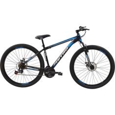 Imagem de Bicicleta Aro 29 MTB Quadro 17" Freio a Disco Mecânico 21 velocidades Nitro Steel Preta/Azul Poli Sports