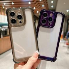 Imagem de Luxo claro caso de telefone para iphone15 14 13 12 11 pro max x xr xs 7 8 plus silicone pára-choques transparente capa traseira dura, preto, para iphone se 2022