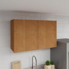 Imagem de Armário Aéreo 120cm 2 Portas Ripadas Cozinha Milão Freijó Rocks